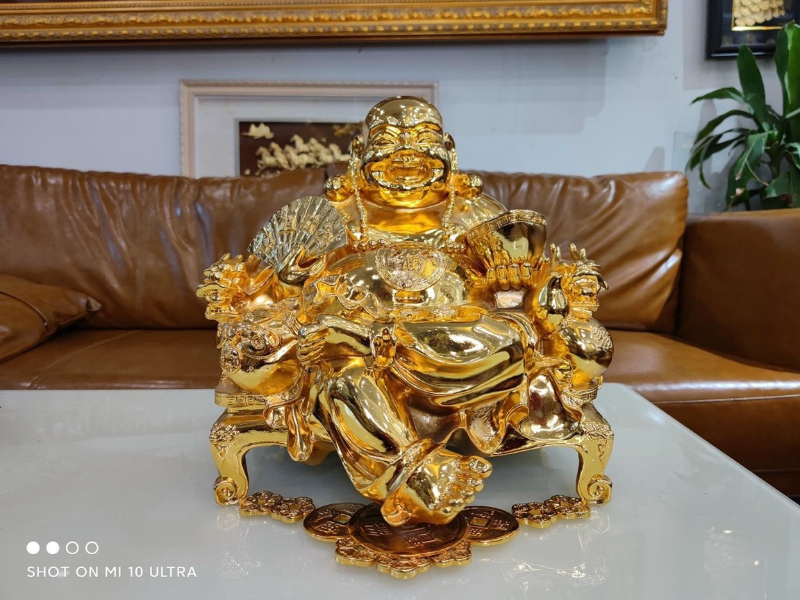Tượng Phật Di Lạc Bằng Đồng Mạ Vàng 24k